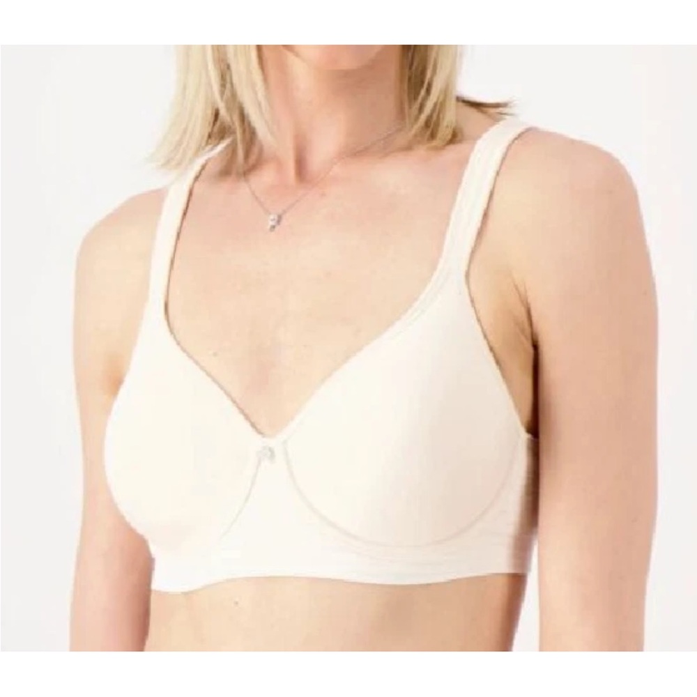 Breezies Size 40D Floral Stripe Seamless Wirefree T-Shirt Bra Champagne RN 17363